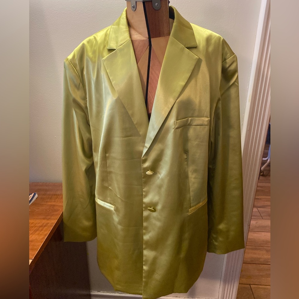 Chartreuse Satin Blazer H&M